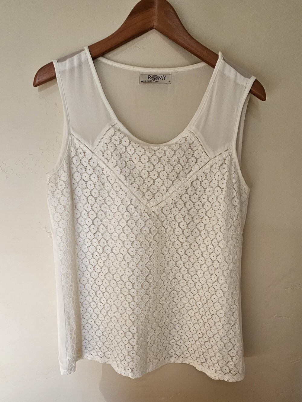 Romy White Lace Overlay Sleeveless Top